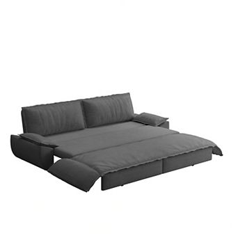 CEWOR 73.2" 3-in-1 Queen Pull Out Sofa Bed, Velvet Convertible Loveseat with Side Storage