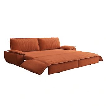 CEWOR 73.2" 3-in-1 Queen Pull Out Sofa Bed, Velvet Convertible Loveseat with Side Storage