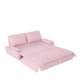 CEWOR 73.2" 3-in-1 Queen Pull Out Sofa Bed, Velvet Convertible Loveseat with Side Storage