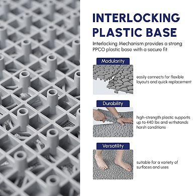 CEWOR 60 PCS Interlocking Deck Tiles Pebble pattern for Outdoor Flooring & Poolside，Grey