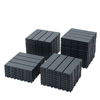 CEWOR 44 pc Patio Interlock Deck Tiles, 12"x12" Square Waterproof Floor for Poolside Balcony