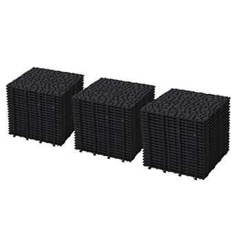 CEWOR 60 pc Interlocking Deck Tiles Pebble pattern for Outdoor Flooring & Poolside，Black
