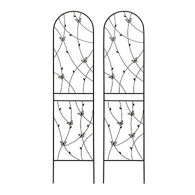 CEWOR 2 Pack Metal Garden Trellis 86.7" Rustproof Climbing Plant Support with Butterfly Decor