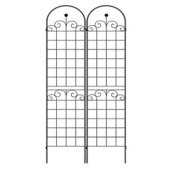 CEWOR 2 Pack Metal Garden Trellis for Climbing Plants Outdoor, 86.7" x 19.7" Rose G