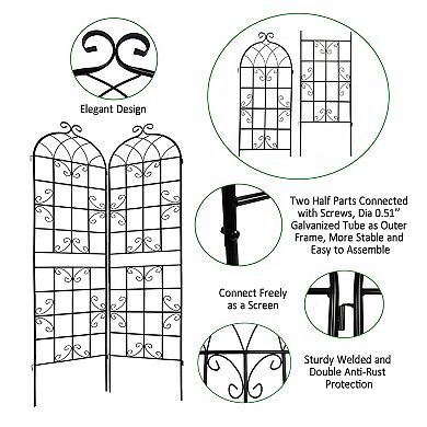 CEWOR 2 Pack Metal Garden Trellis for Climbing Plants Outdoor, 86.7" x 19.7" Rustproof