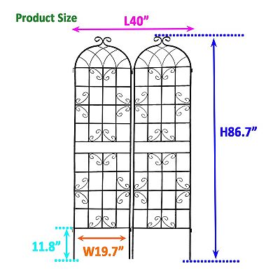 CEWOR 2 Pack Metal Garden Trellis for Climbing Plants Outdoor, 86.7" x 19.7" Rustproof