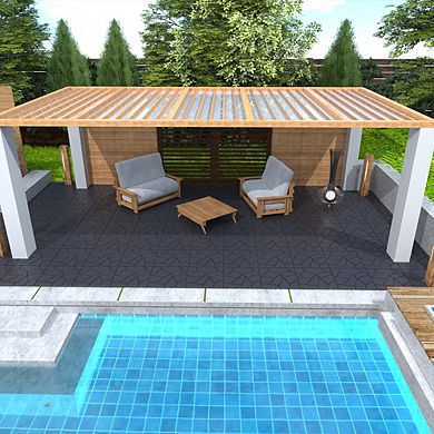 CEWOR 44PCS Stone Style 12" Patio Deck Tiles，DIY Module Interlocking Decking Tiles Floor Tile