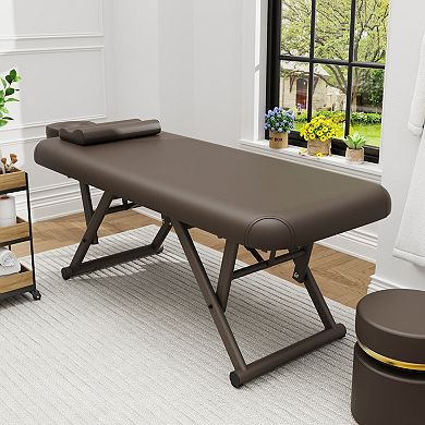 CEWOR Fixed Backrest Massage Table with Face Pillow & Headrest，Integrated Tabletop Design