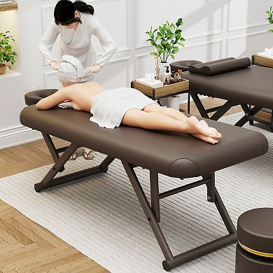 CEWOR Fixed Backrest Massage Table with Face Pillow & Headrest，Integrated Tabletop Design