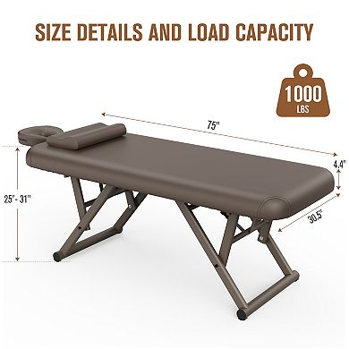 CEWOR Fixed Backrest Massage Table with Face Pillow & Headrest，Integrated Tabletop Design