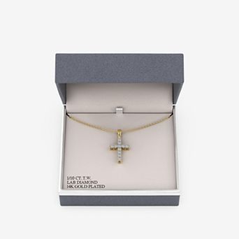 RADIANT GEM 1/10 Carat T.W. Lab-Grown Diamond Cross Pendant Necklace