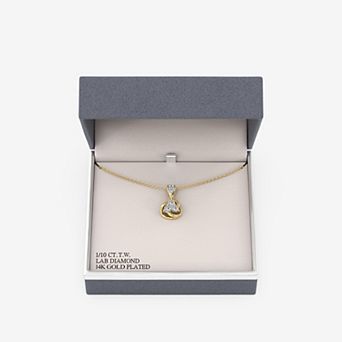 RADIANT GEM 1/10 Carat T.W. Lab-Grown Diamond Love Knot Pendant Necklace