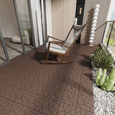 CEWOR Stone Style 12" Patio Deck Tiles, DIY Module Interlocking Decking Tiles Floor Tile
