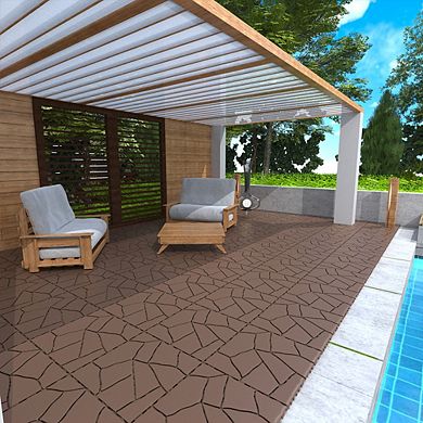CEWOR Stone Style 12" Patio Deck Tiles, DIY Module Interlocking Decking Tiles Floor Tile