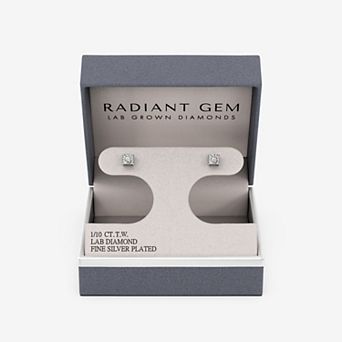 RADIANT GEM 1/10 Carat T.W. Square Lab-Grown Diamond Stud Earrings