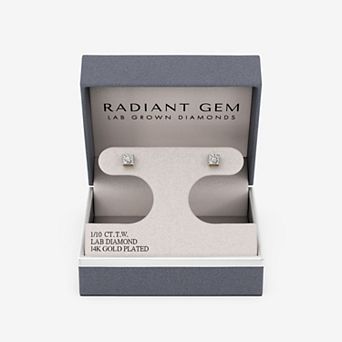 RADIANT GEM 1/10 Carat T.W. Square Lab-Grown Diamond Stud Earrings