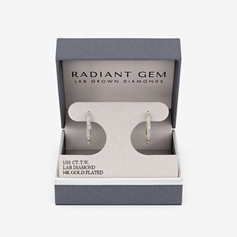 RADIANT GEM 1/10 Carat T.W. Lab-Grown Diamond C-Hoop Earrings