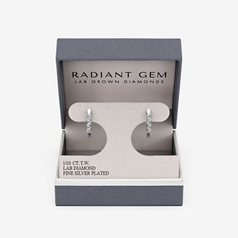 RADIANT GEM Fine Silver Plated 1/10 Carat T.W. Lab-Grown Diamond Twist Hoop Earrings