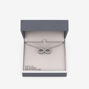 RADIANT GEM Fine Silver Plated 1/10 Carat T.W. Lab-Grown Diamond Round Infinity Pendant Necklace