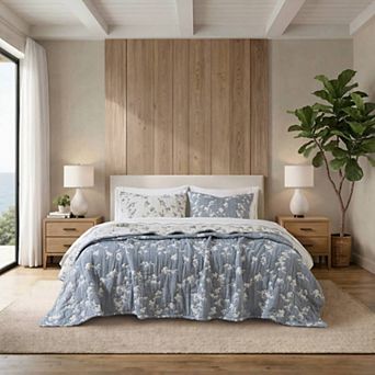 Harbor House Catalina Botanical Jacquard 3 pc Cotton Gauze Quilt Set