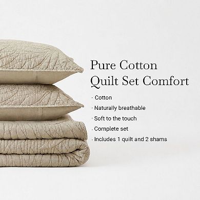 Harbor House Botanical Leaves 3-Piece Cotton Quilt Set