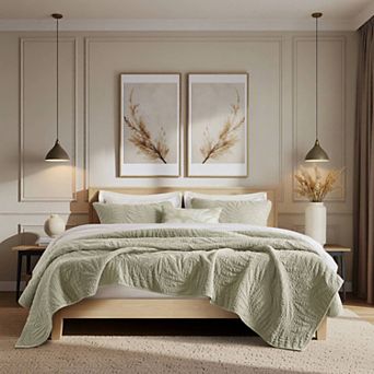 Harbor House Botanical Leaves 3 pc Cotton Quilt Set