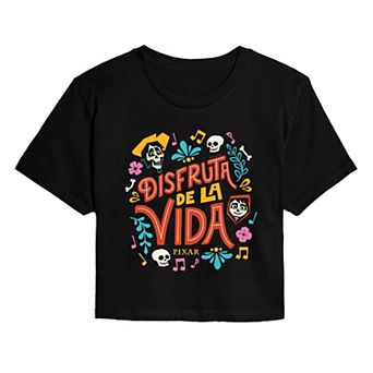 Juniors' Disney / Pixar's Coco "Disfruta de la Vida" Cropped Tee