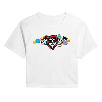 Juniors' Disney / Pixar's Coco Sugar Skull Floral Cropped Tee