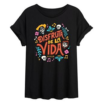 Juniors' Disney / Pixar's Coco "Disfruta de la Vida" Oversized Tee