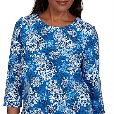 Petite Alfred Dunner Snowflake Print Knit Top