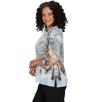 Petite Alfred Dunner Christmas in the City Knit Top