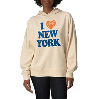 Women's “I Love New York” Basketball Heart Oversized Fleece Hoodie Sweatshirt