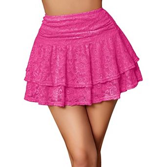 Avidlove Women Pleated Mini Skirt Lace High Waisted Ruffles Lingerie Short Skirts
