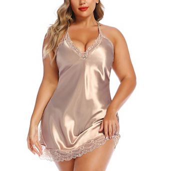 Avidlove Women Lingerie V Neck Nightwear Satin Sleepwear Lace Chemise Mini Teddy