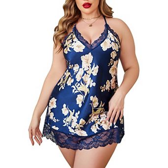 Avidlove Women Lingerie V Neck Nightwear Satin Sleepwear Lace Chemise Mini Teddy