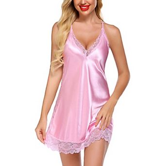 Avidlove Women Lingerie V Neck Nightwear Satin Sleepwear Lace Chemise Mini Teddy