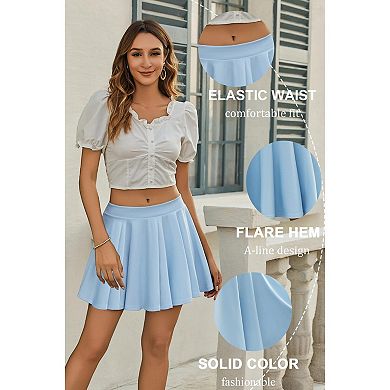 Avidlove Women A Line Flared Mini Skirt High Waist Stretch Casual Bottom
