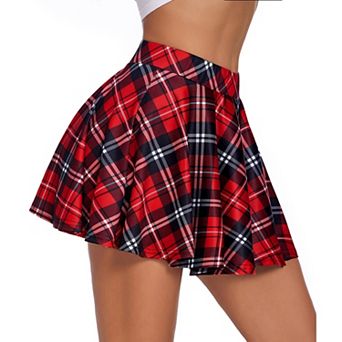 Avidlove Women A Line Flared Mini Skirt High Waist Stretch Casual Bottom