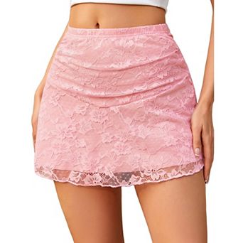Avidlove Skirts for Women Lace Mini Skirt Double Layered Y2K Going Out Micro Short Skirt