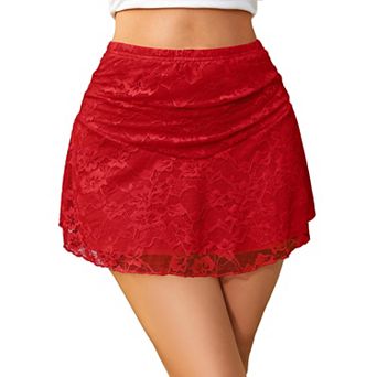 Avidlove Skirts for Women Lace Mini Skirt Double Layered Y2K Going Out Micro Short Skirt