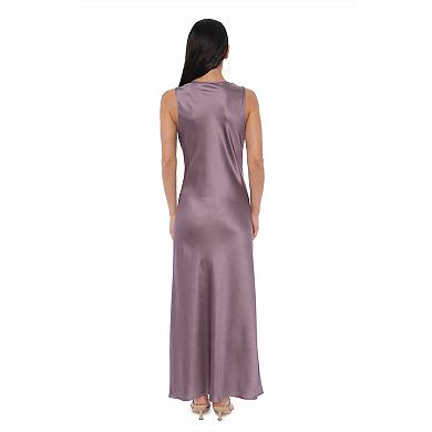 Women's Marina Cowl Neck Sleeveless Stretch Satin Maxi Dress