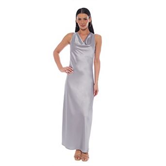 Women's Marina Cowl Neck Sleeveless Stretch Satin Maxi Dress
