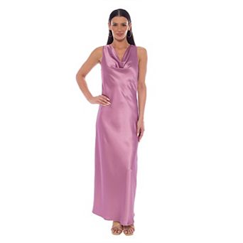 Women's Marina Cowl Neck Sleeveless Stretch Satin Maxi Dress