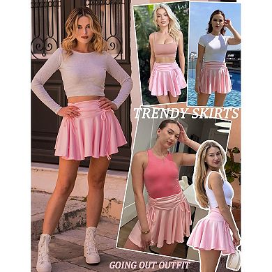 Avidlove Women Flowy Drawstring Ruched Mini Skirt Y2K High Waisted Ruffle Short Skirts