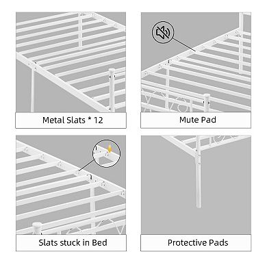 Metal Bed Frame with Headboard and Footboard, Platform Bed Frame with Iron-Art Sweet Heart