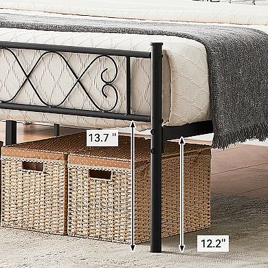 Metal Bed Frame with Headboard and Footboard, Platform Bed Frame with Iron-Art Sweet Heart