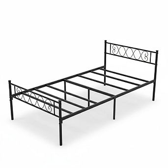 Metal Bed Frame with Headboard and Footboard, Platform Bed Frame with Iron-Art Sweet Heart