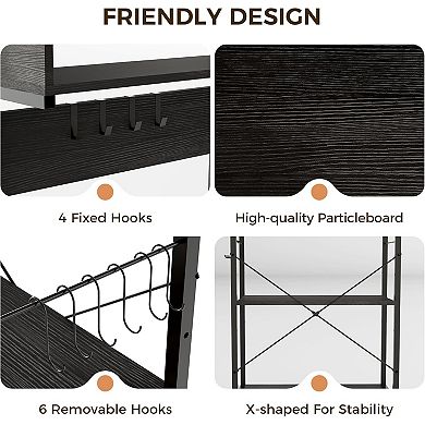 Baker's Rack for Kitchen with Outlet, 6-Tier Coffee Bar Station with Storage, Kitchen Shelves