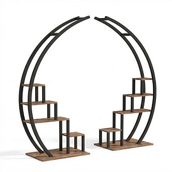 5 tier Metal Plant Stand Half, Tall Flower Shelf, Plant Rack for Indoor/Outdoor, Patio, 2 Pack