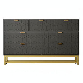 Dresser Organizer, 7 Drawer with Handle & Legs, Modern Chest of Drawers for Closet, Living Room
